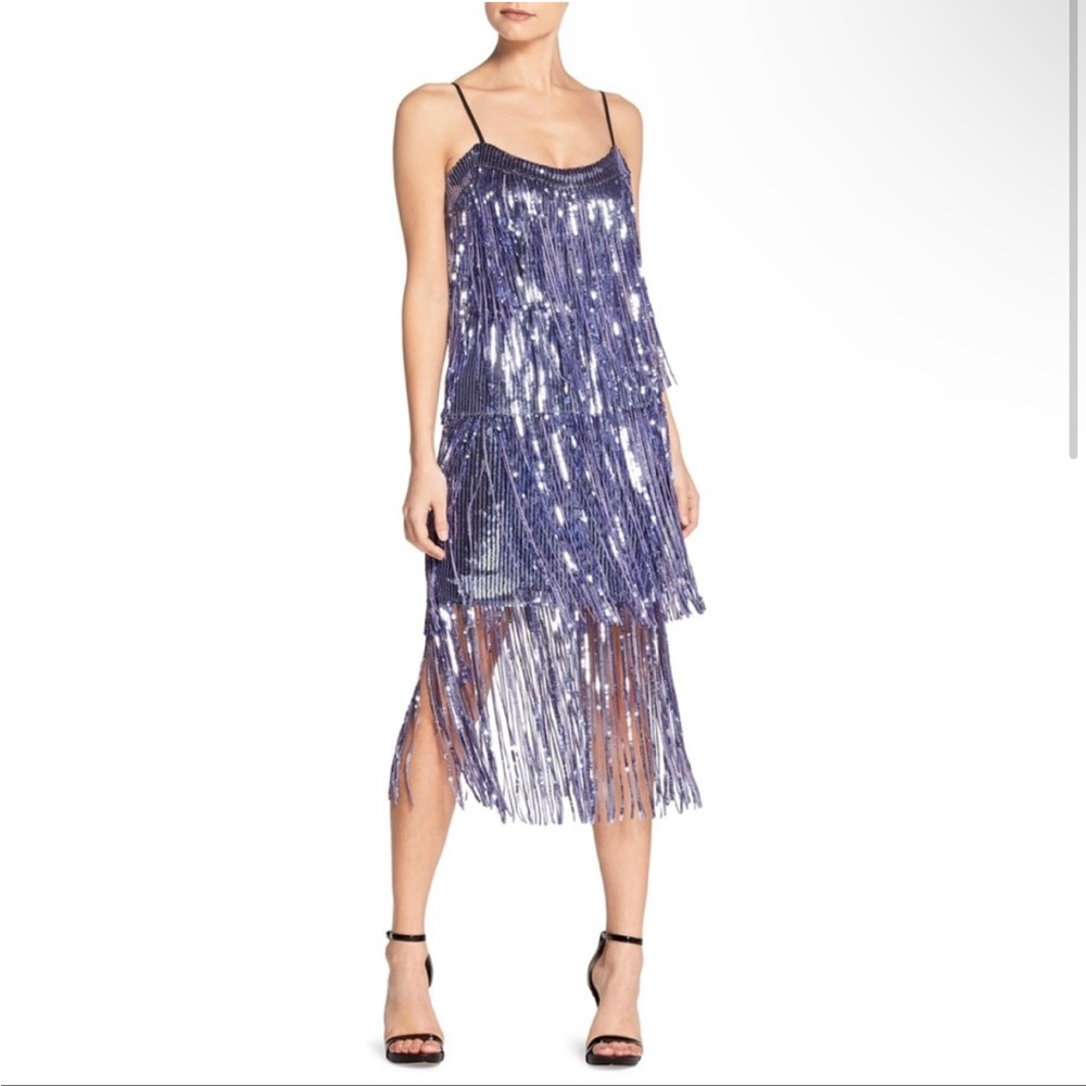 NWT Dress The Population Lavender Purple Sequin Fringe Dress NYE